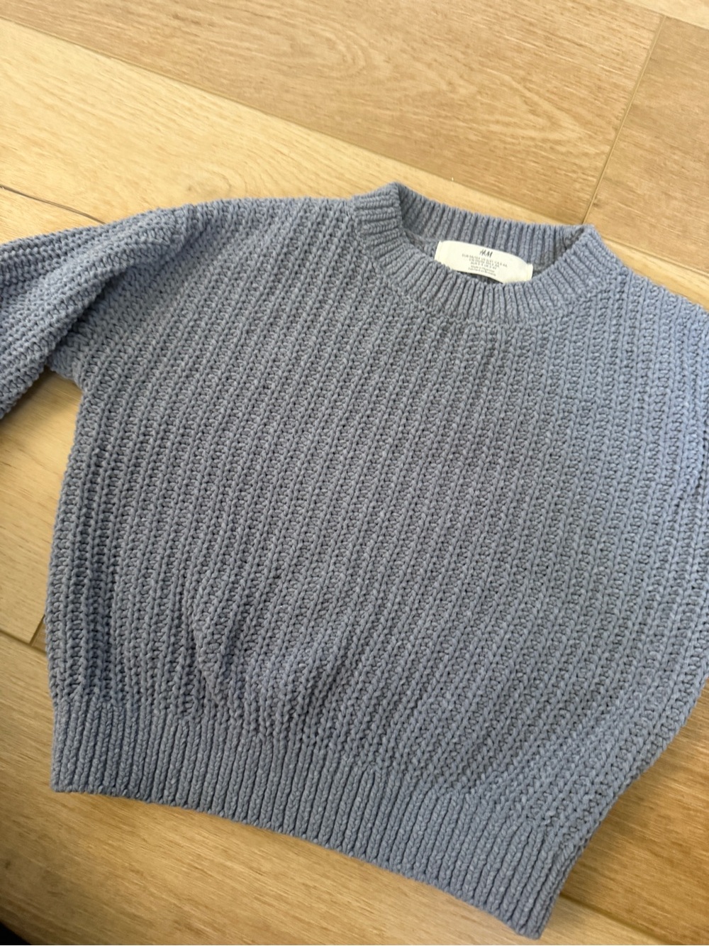 H&M Light Blue Textured Knit Crewneck Sweater